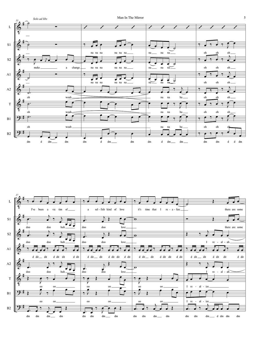 Man In The Mirror Man In The Mirror 4-Part scores gallery preview page 5