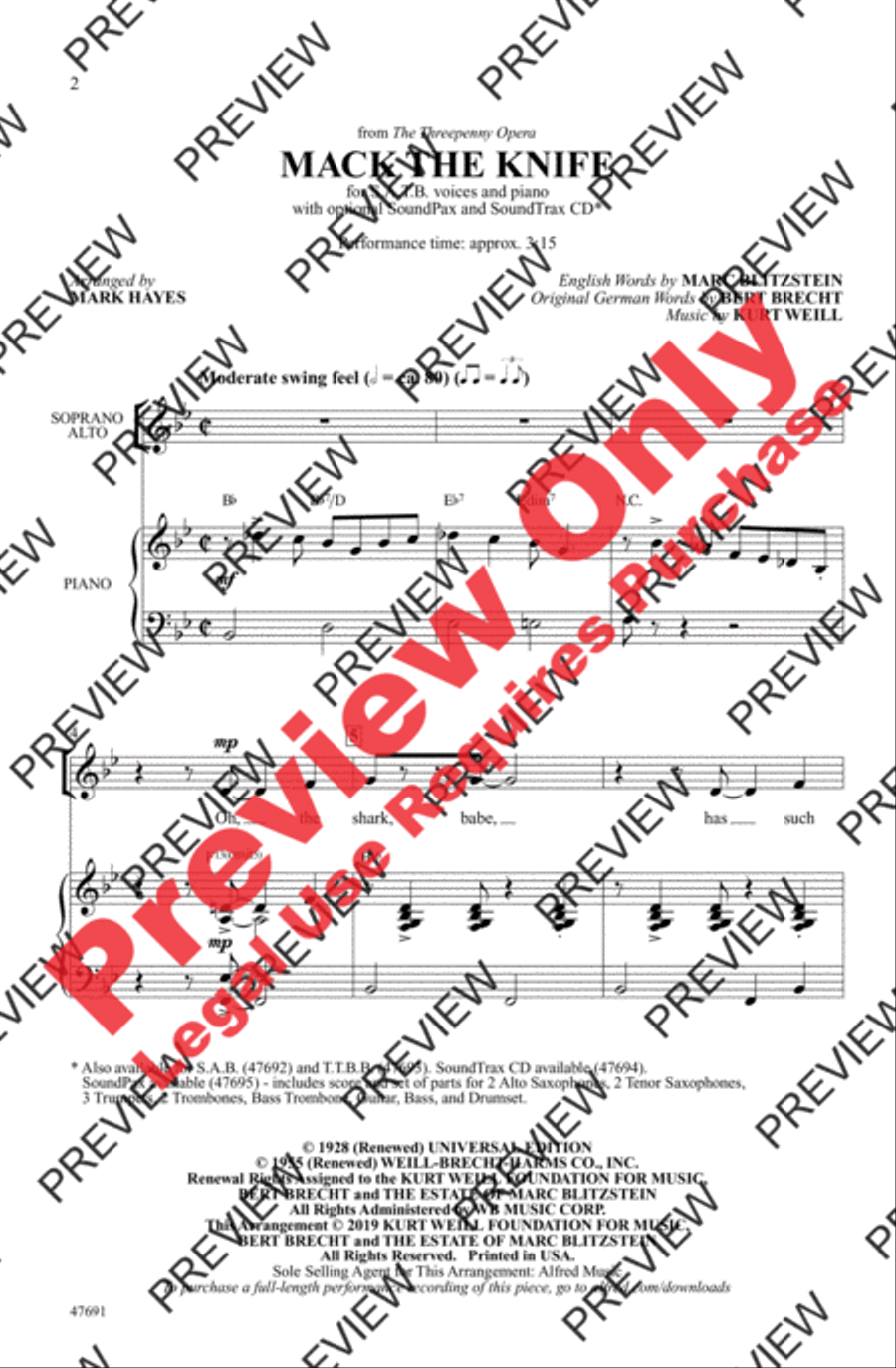 Mack the Knife Mack the Knife 4-Part scores gallery preview page 2