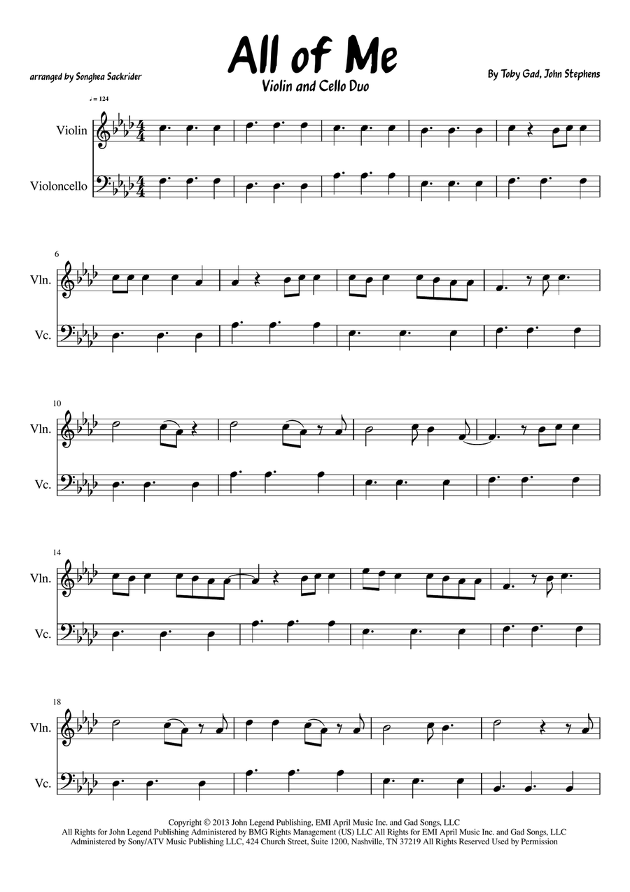 All Of Me All Of Me String Duet scores gallery preview page 1