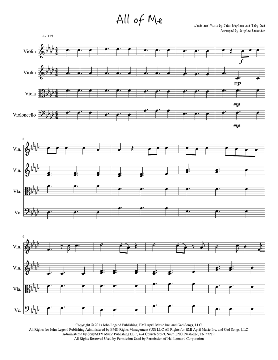 All Of Me All Of Me String Quartet scores gallery preview page 1