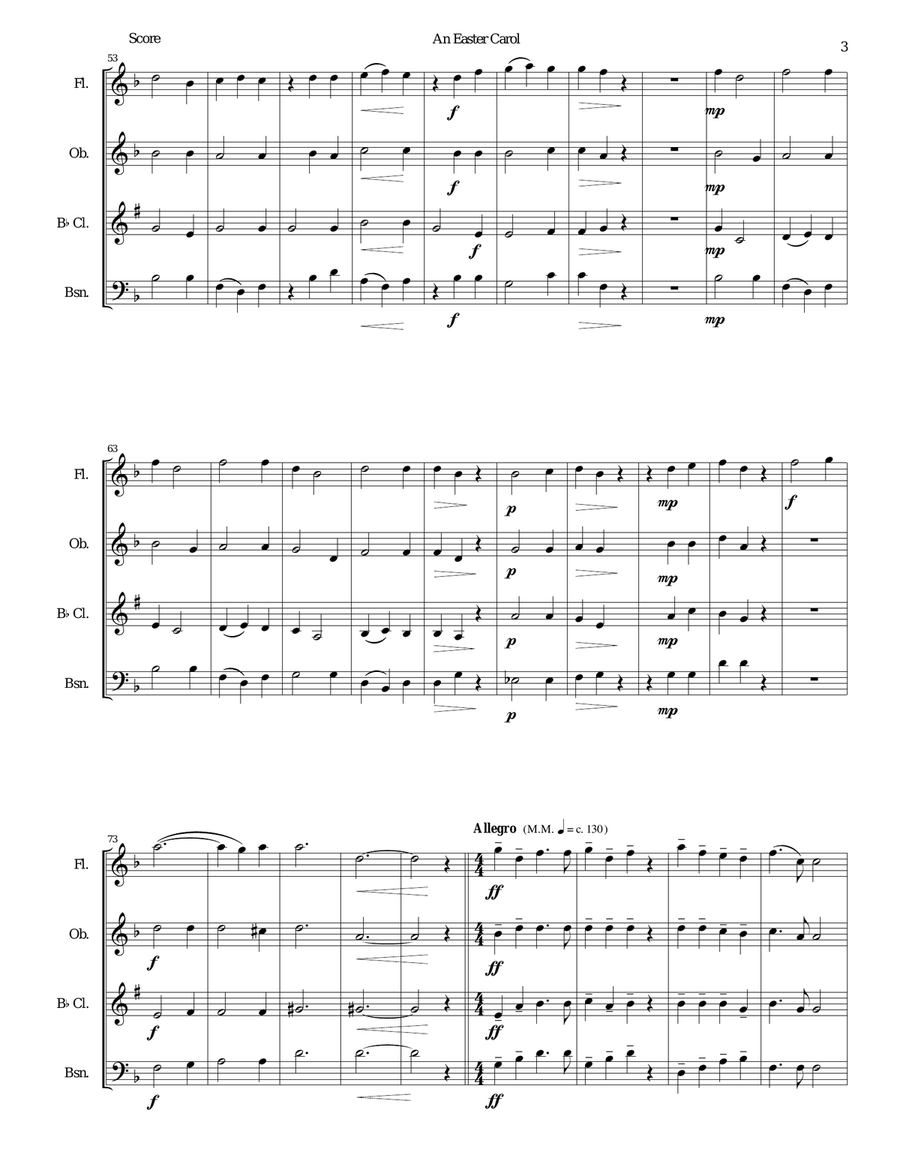 Easter Carol for woodwind quartet Woodwind Quartet scores gallery preview page 3