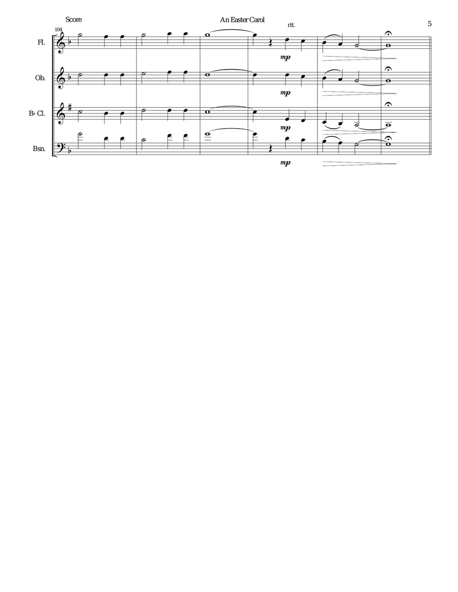 Easter Carol for woodwind quartet Woodwind Quartet scores gallery preview page 5
