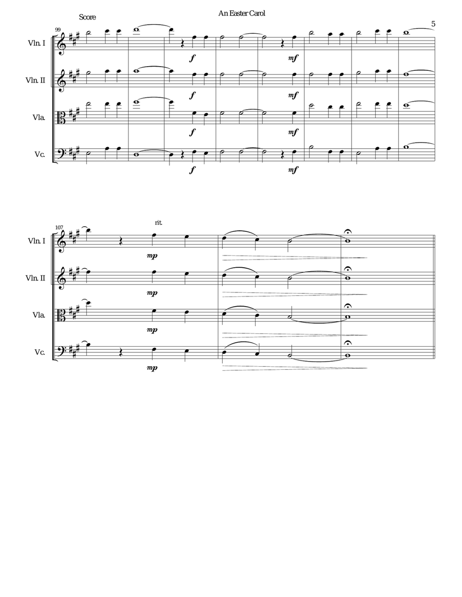 Easter Carol for string quartet String Quartet scores gallery preview page 5