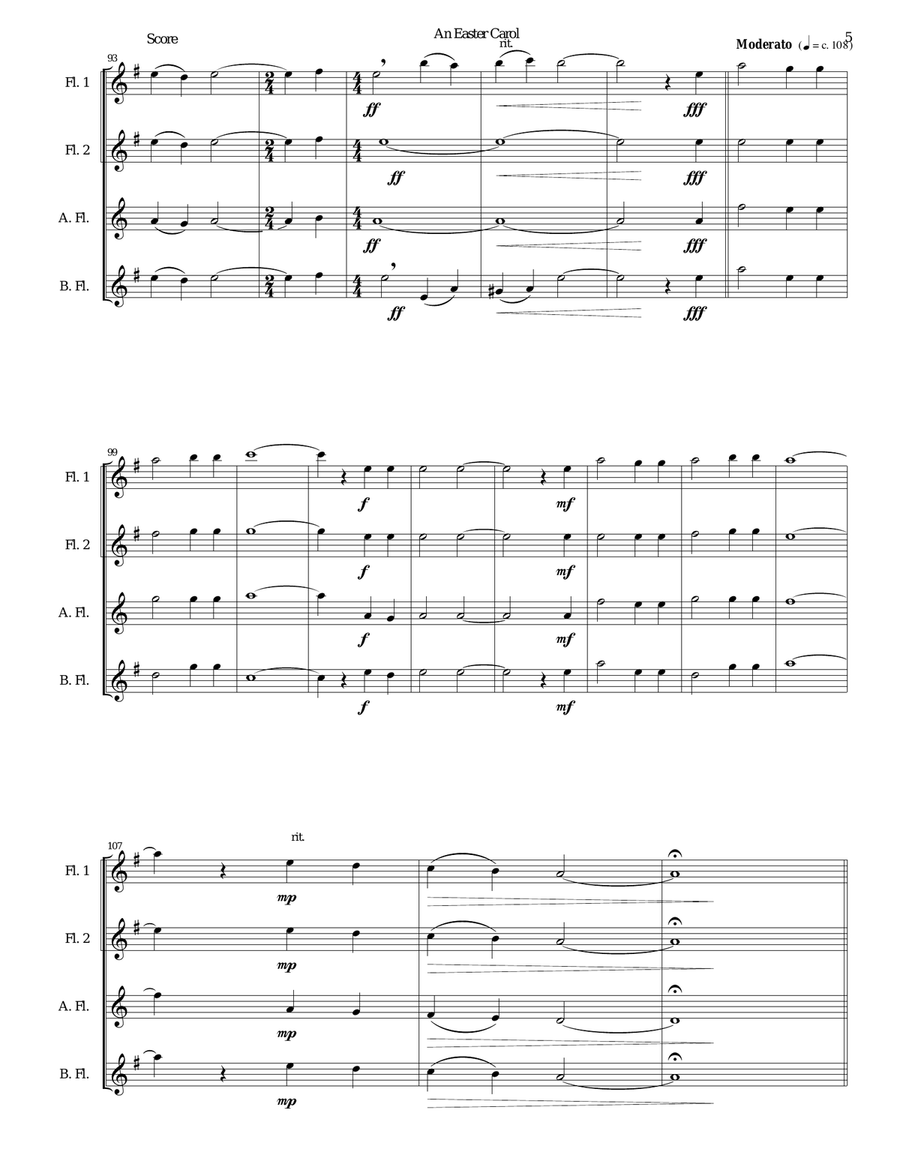Easter Carol for flute quartet Flute Quartet scores gallery preview page 5