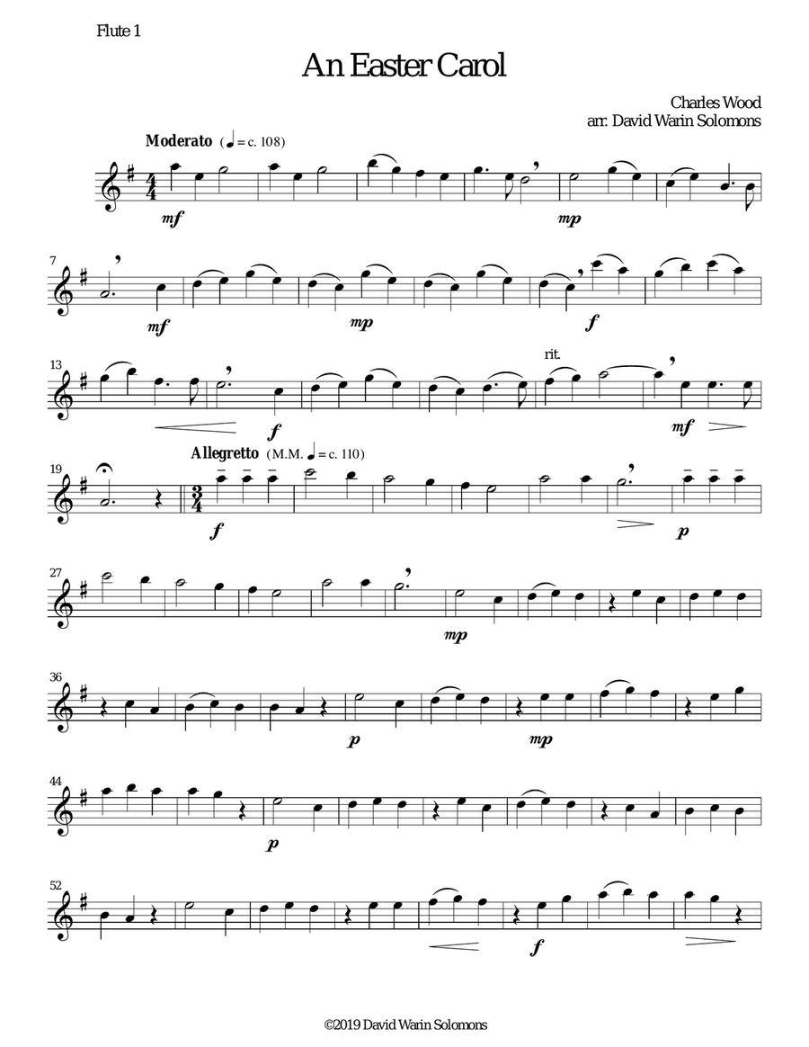 Easter Carol for flute quartet Flute Quartet scores gallery preview page 6