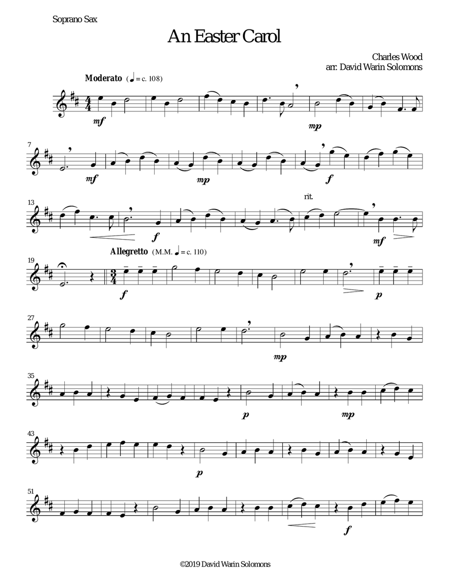 Easter Carol for saxophone quartet Saxophone Quartet scores gallery preview page 6