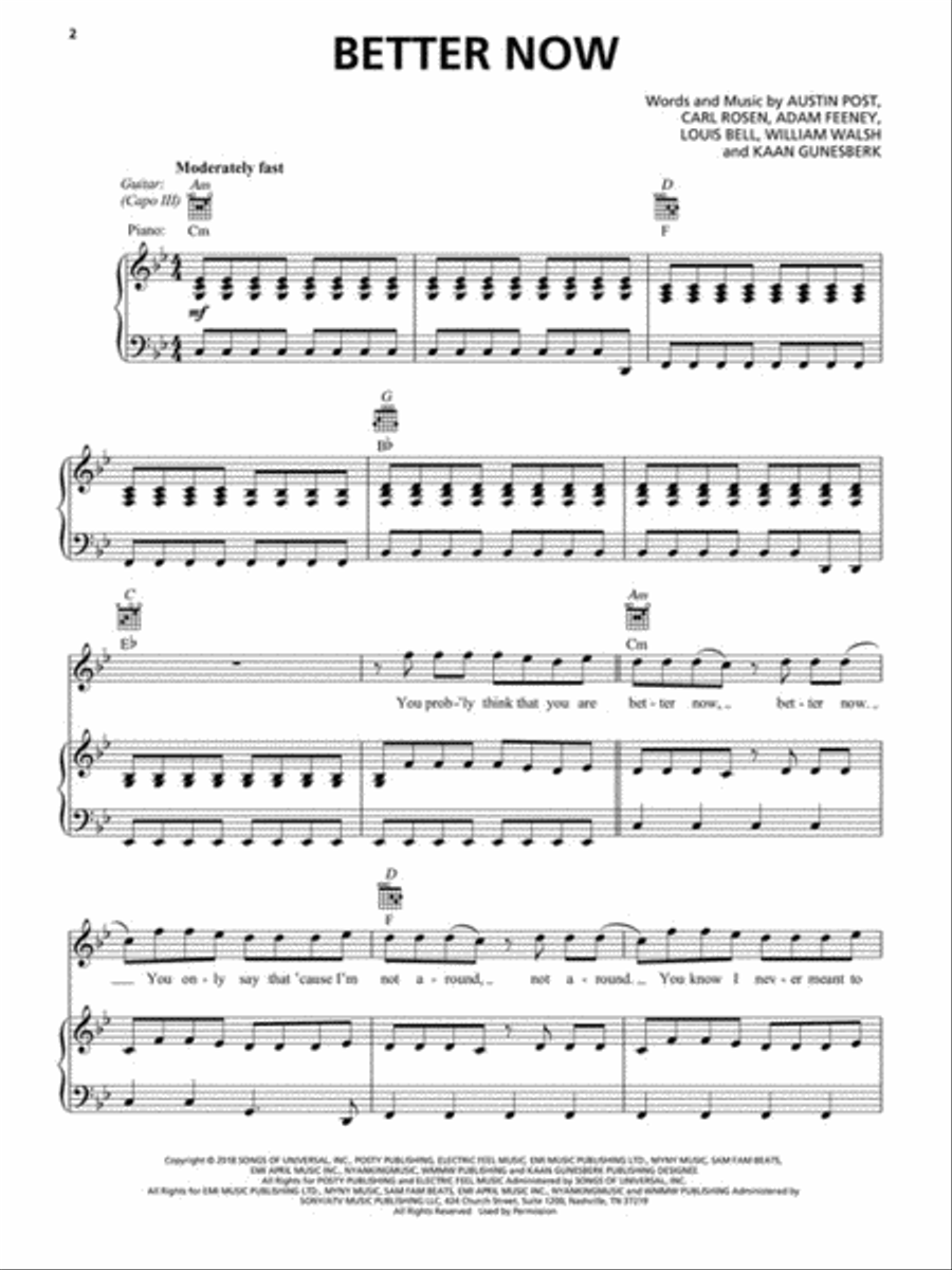 Chart Hits of 2018-2019 Piano, Vocal, Guitar scores gallery preview page 3