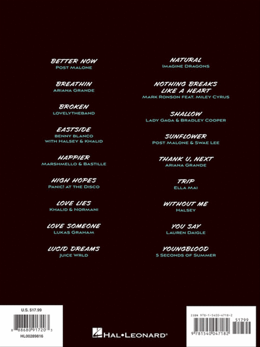 Chart Hits of 2018-2019 Piano, Vocal, Guitar scores gallery preview page 6