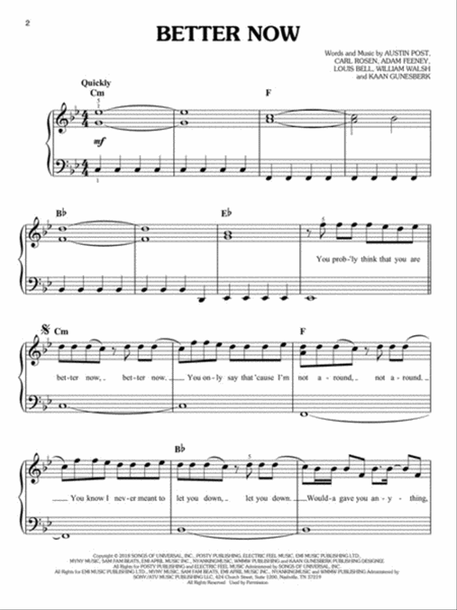 Chart Hits of 2018-2019 Easy Piano scores gallery preview page 3