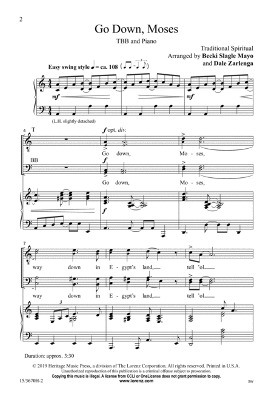 Go Down, Moses Go Down, Moses TTB scores gallery preview page 2