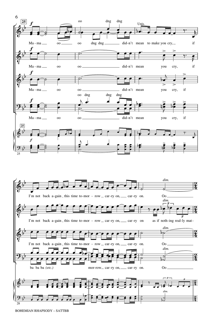 Bohemian Rhapsody (arr. Philip Lawson) A Cappella scores gallery preview page 5