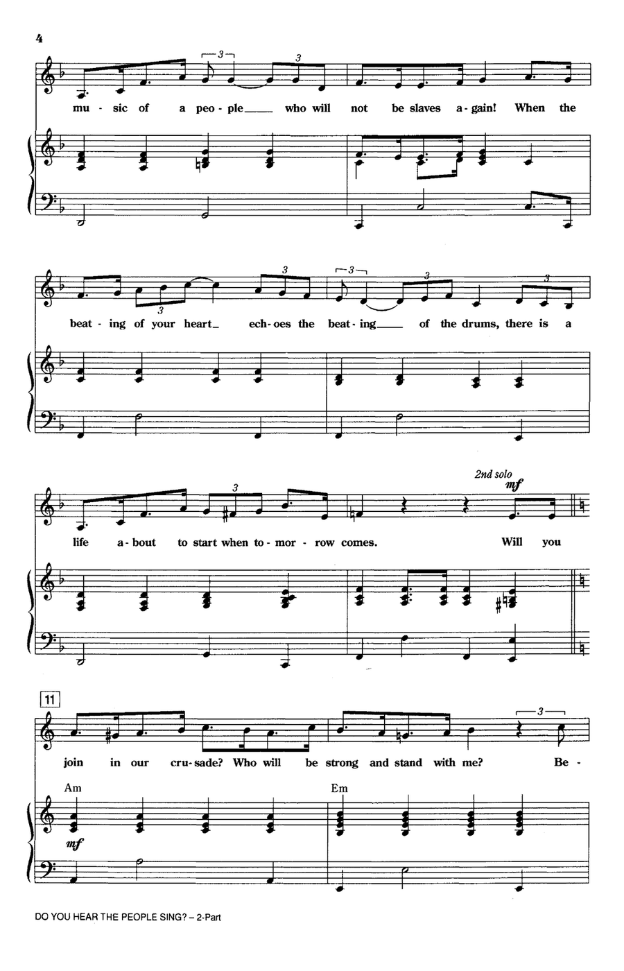 Do You Hear The People Sing? (from Les Miserables) (arr. Ed Lojeski) 2-Part scores gallery preview page 2