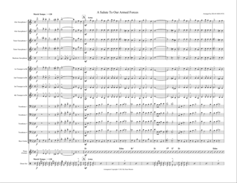 A Salute To Our Armed Forces (for Big Band) Jazz Ensemble scores gallery preview page 1