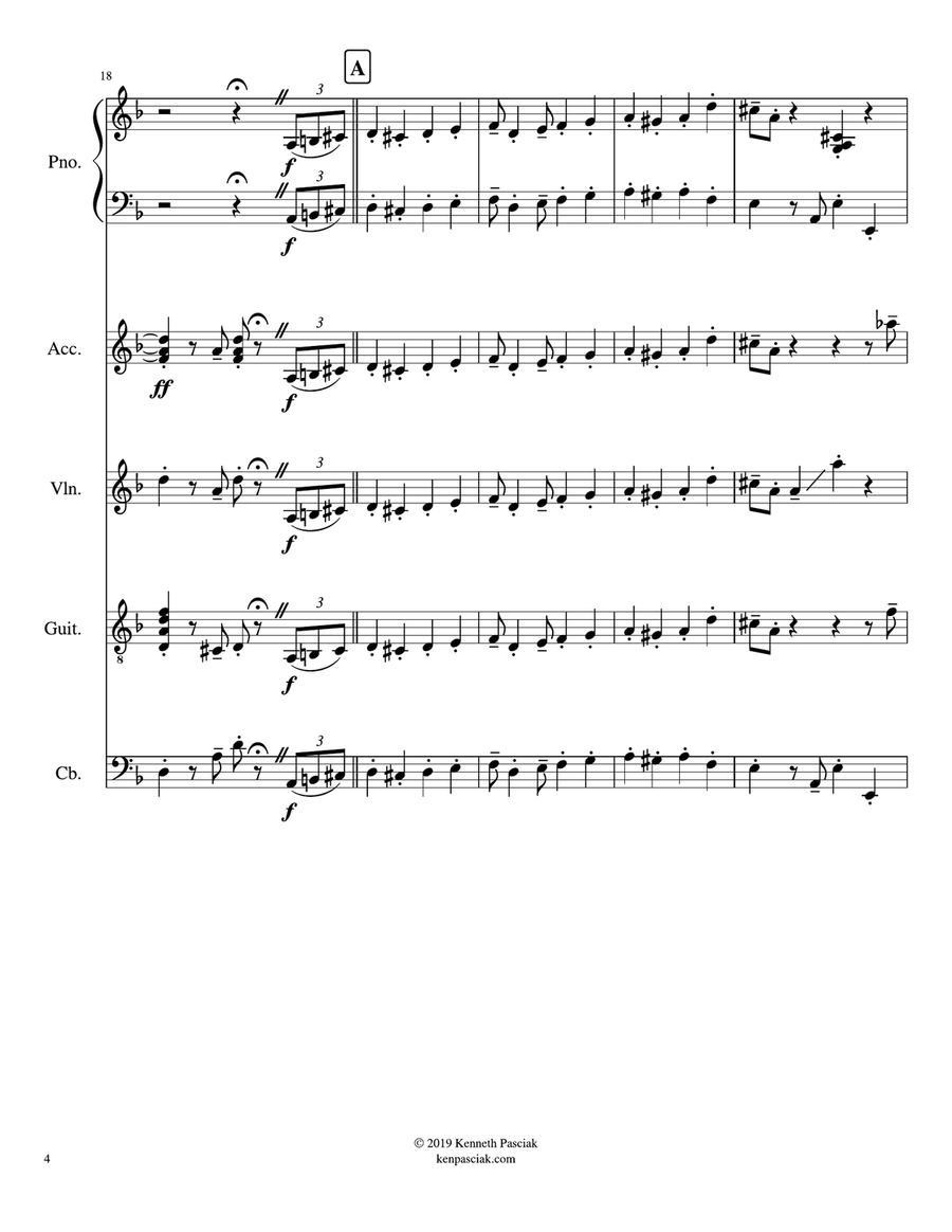 El Cachorrito (for Tango Quintet) Small Ensemble scores gallery preview page 6