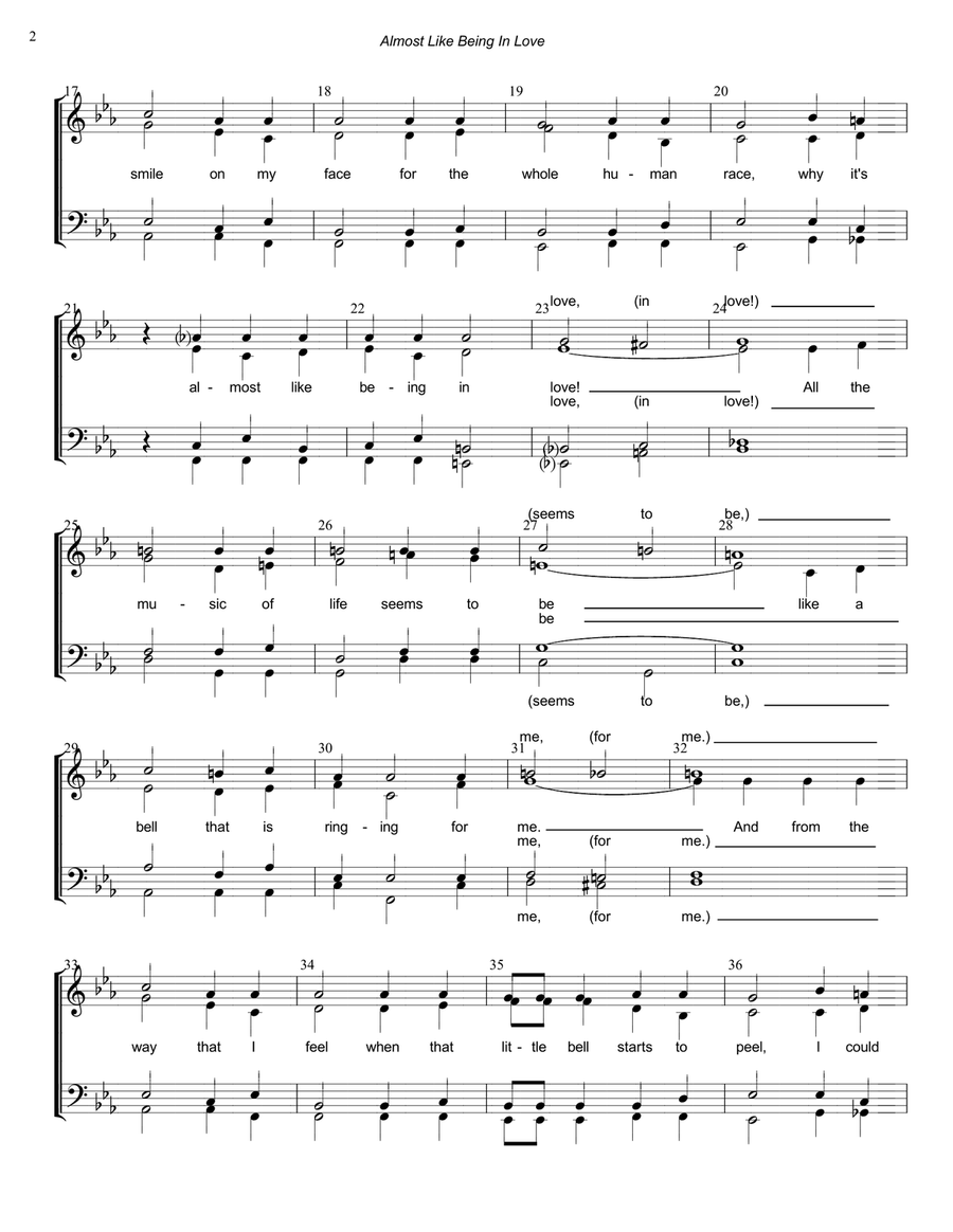Almost Like Being In Love TTBB scores gallery preview page 2