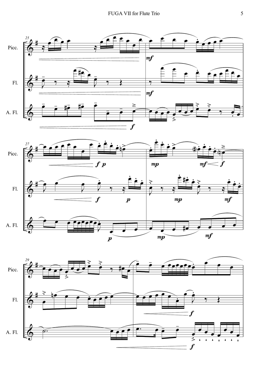 Fuga VII for Flute Trio Flute Trio scores gallery preview page 5