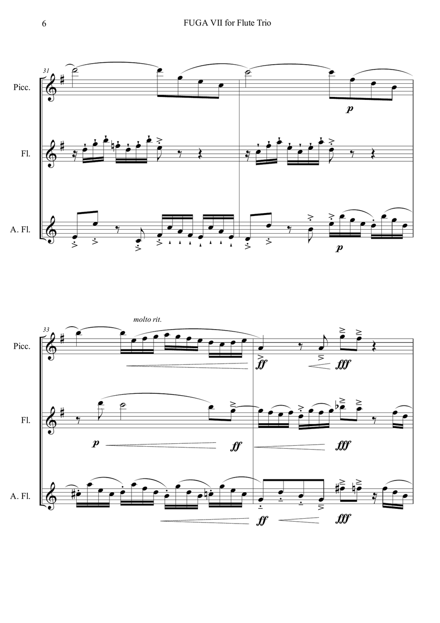 Fuga VII for Flute Trio Flute Trio scores gallery preview page 6