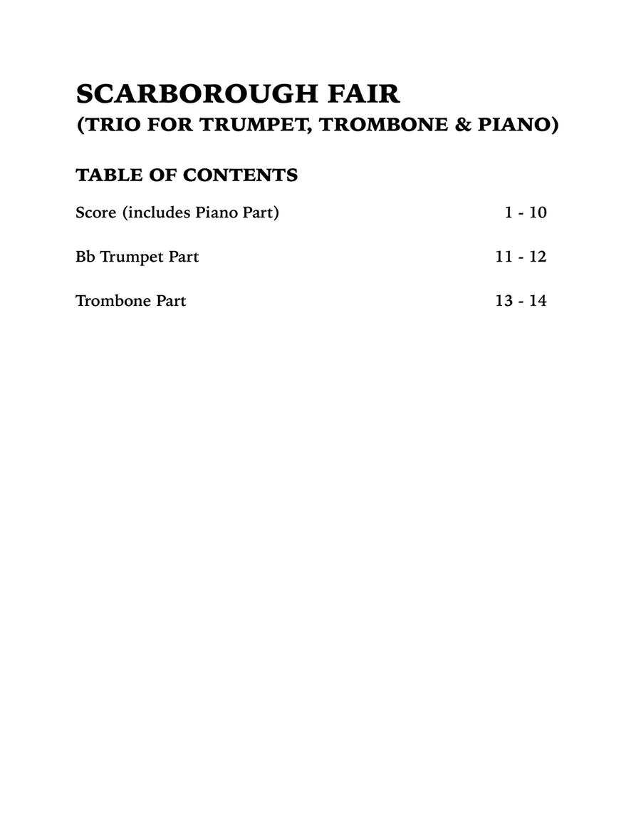 Scarborough Fair (Trio for Trumpet, Trombone and Piano) Brass Trio scores gallery preview page 4