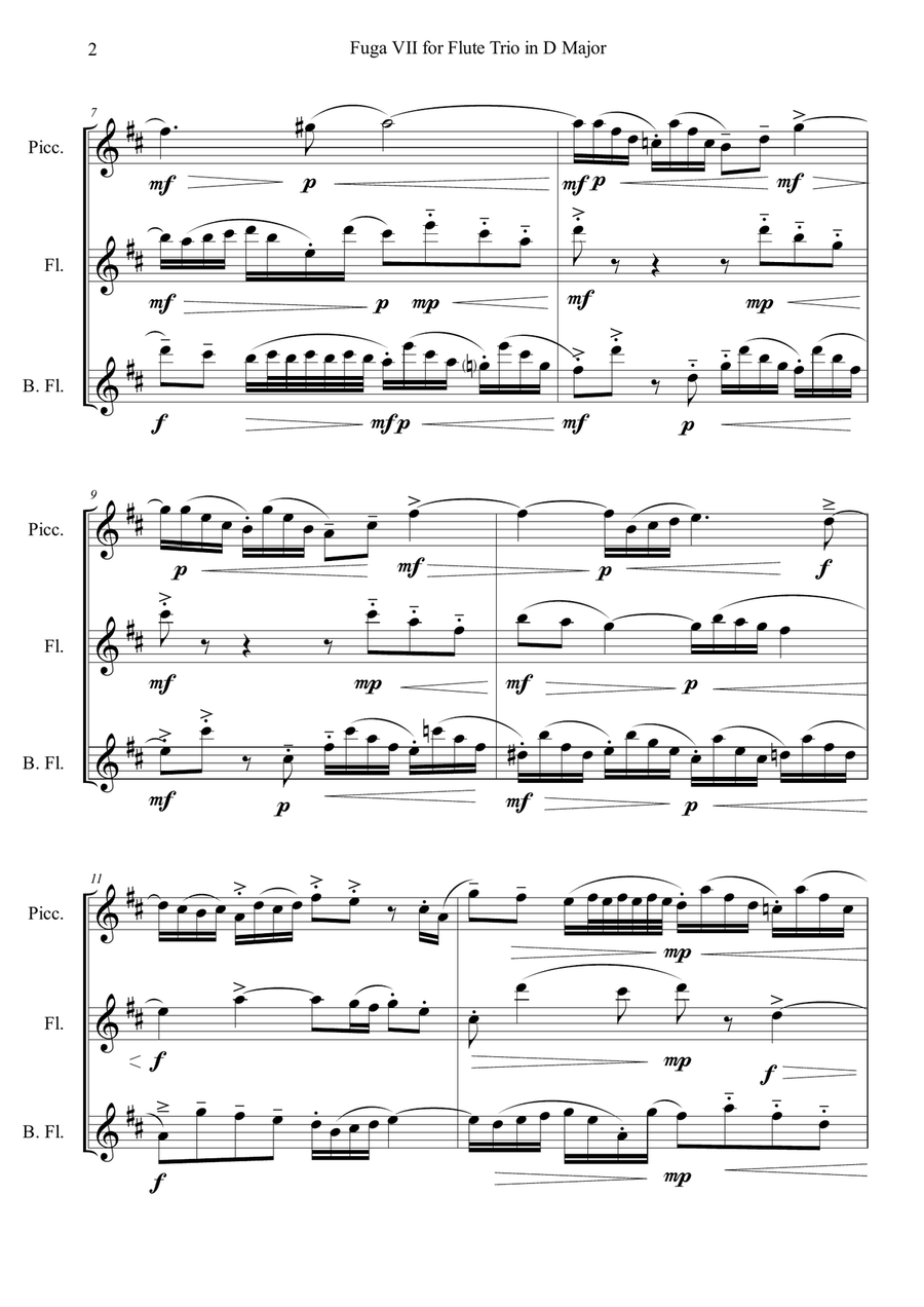 Fuga VII for Flute Trio in D Major Fuga VII for Flute Trio in D Major Woodwind Trio scores gallery preview page 2