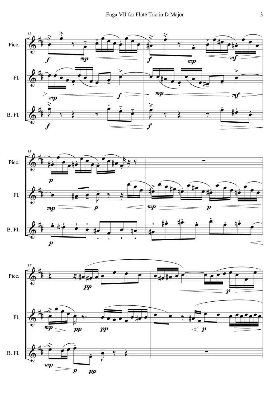 Fuga VII for Flute Trio in D Major Fuga VII for Flute Trio in D Major Woodwind Trio scores gallery preview page 3