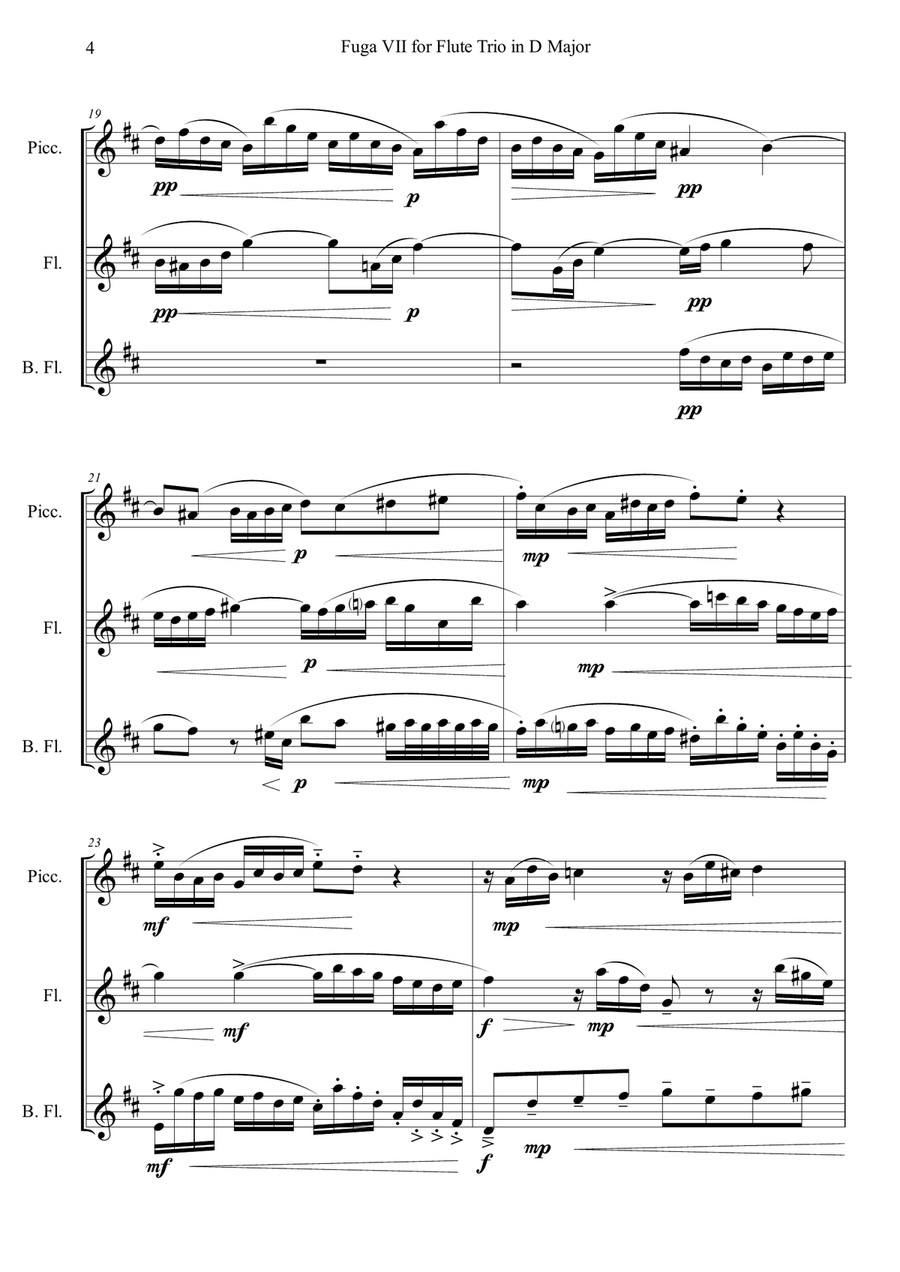 Fuga VII for Flute Trio in D Major Fuga VII for Flute Trio in D Major Woodwind Trio scores gallery preview page 4