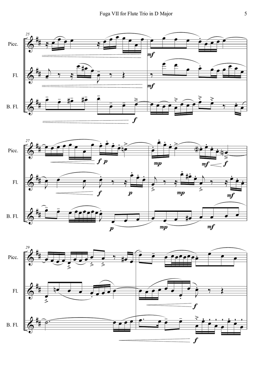 Fuga VII for Flute Trio in D Major Fuga VII for Flute Trio in D Major Woodwind Trio scores gallery preview page 5