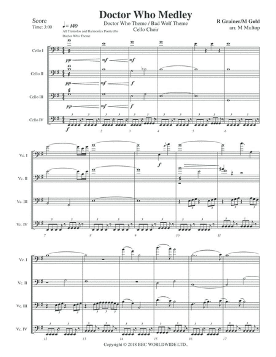 Doctor Who Theme Cello scores gallery preview page 3