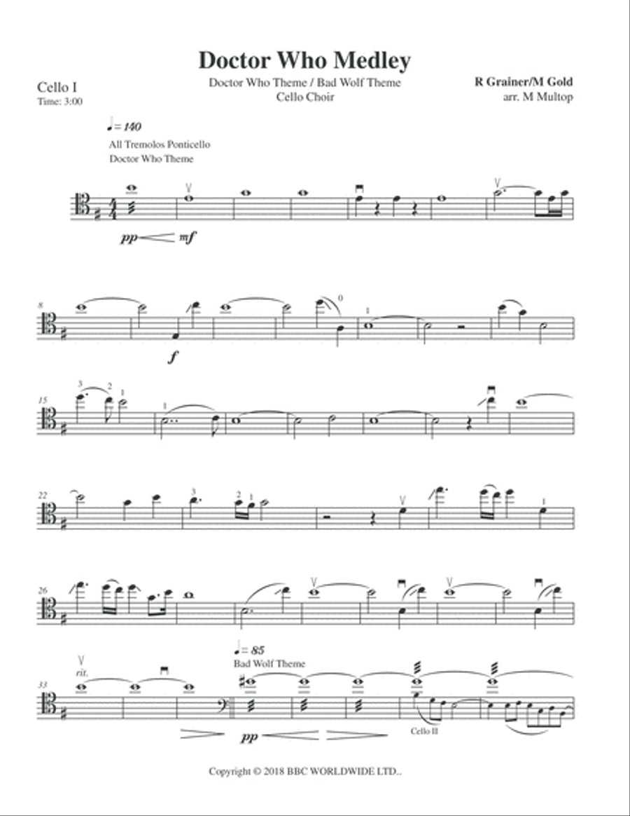 Doctor Who Theme Cello scores gallery preview page 5