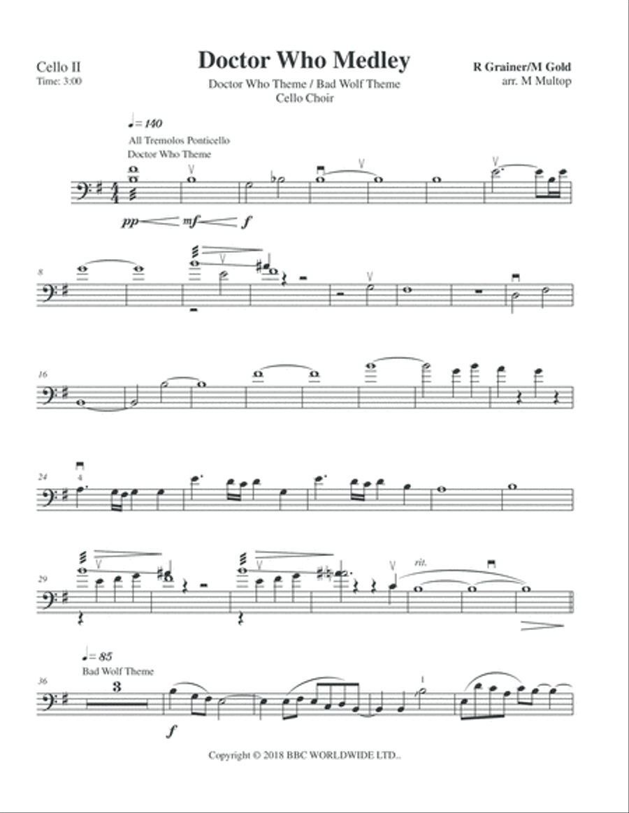 Doctor Who Theme Cello scores gallery preview page 6