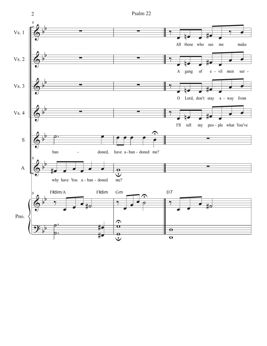 Psalm 22 (My God, My God) (2-part choir - (SA) SA scores gallery preview page 2