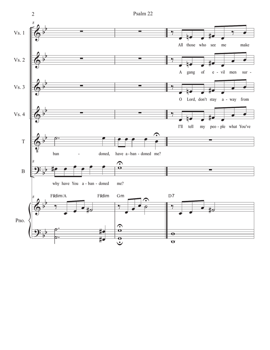 Psalm 22 (My God, My God) (2-part choir - (TB) TB scores gallery preview page 2