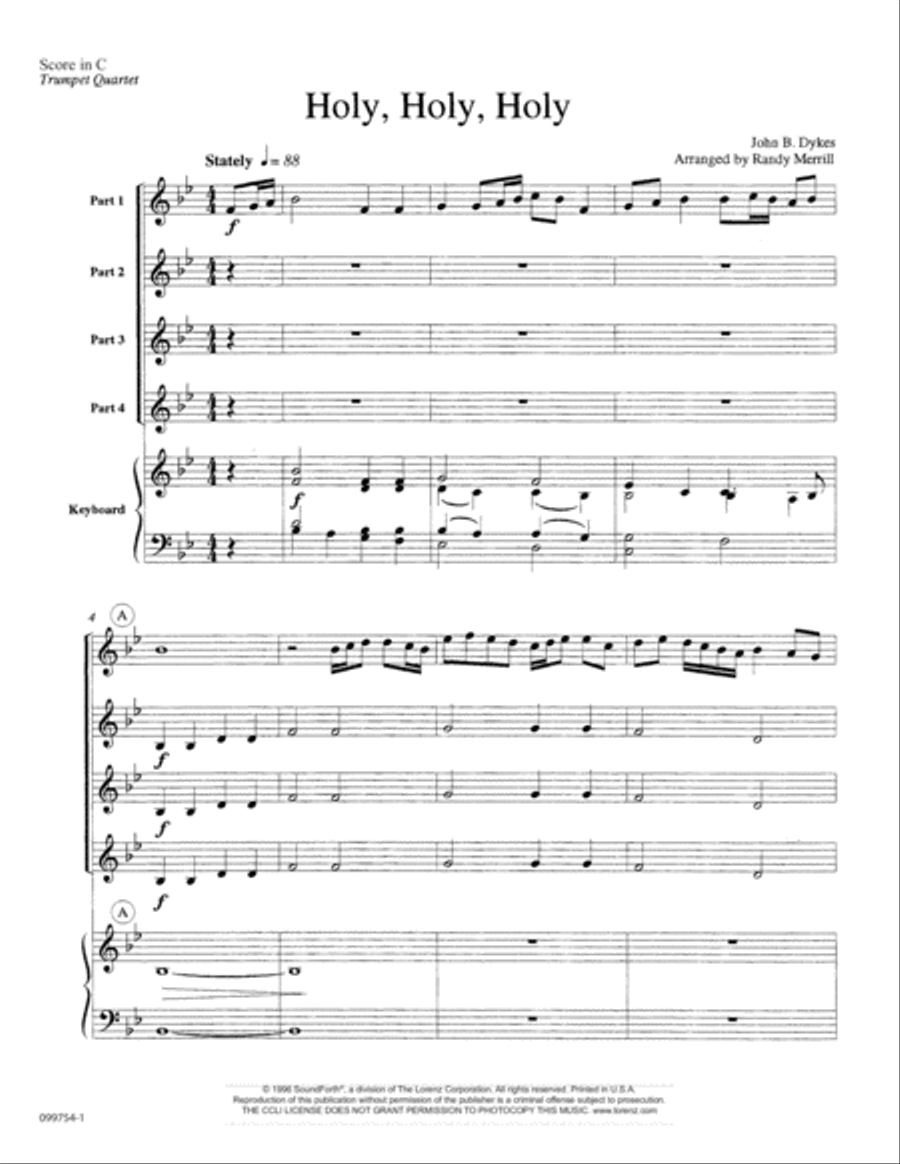 Holy, Holy, Holy Brass Ensemble scores gallery preview page 1