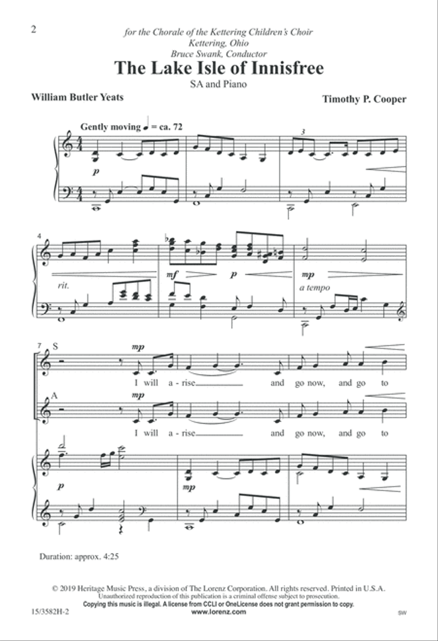 The Lake Isle of Innisfree (Digital Download) SA scores gallery preview page 2