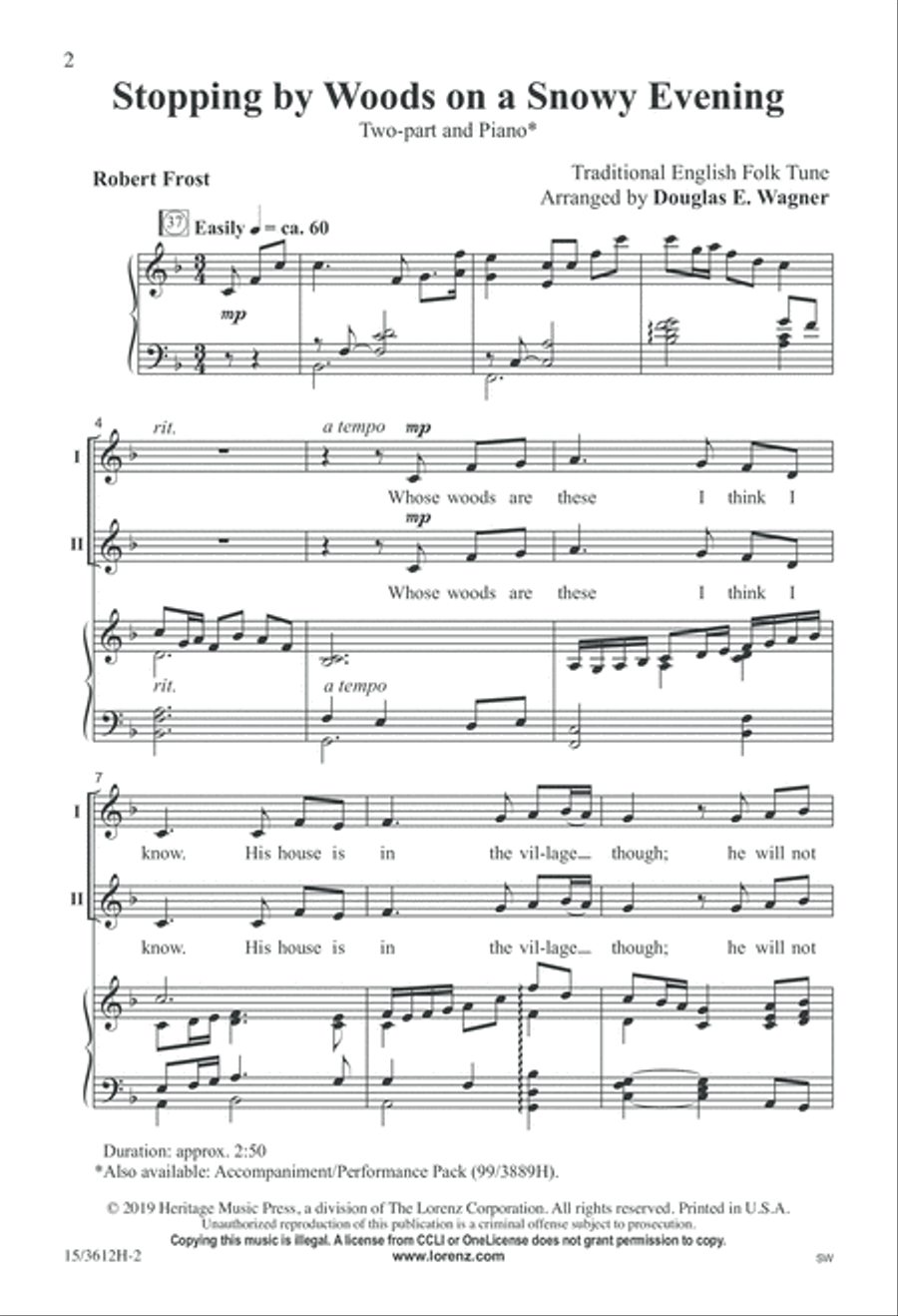 Stopping by Woods on a Snowy Evening (Digital Download) 2-Part scores gallery preview page 2
