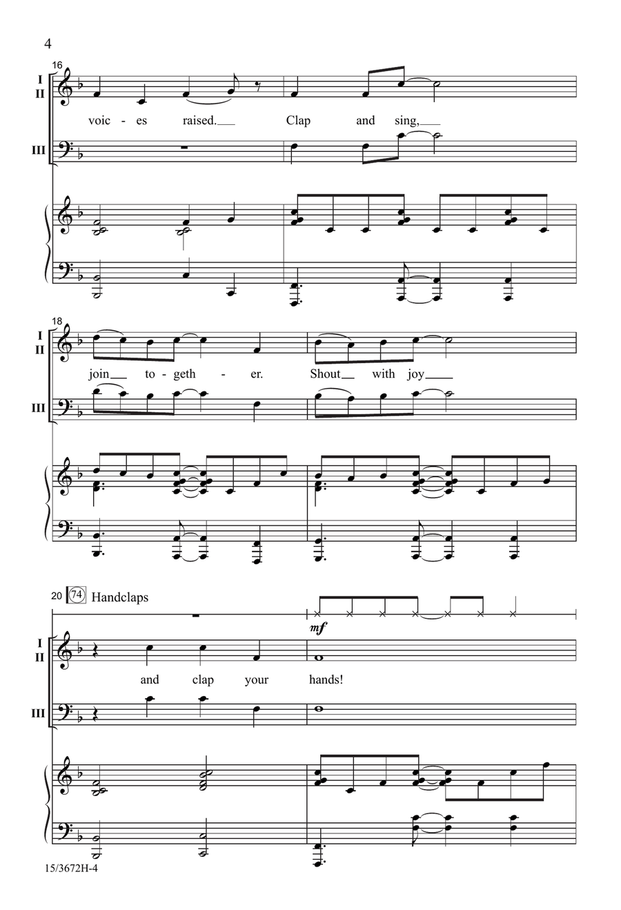 Clap and Sing, Join Together! by Victor C Johnson 3-Part - Digital Sheet Music page 4