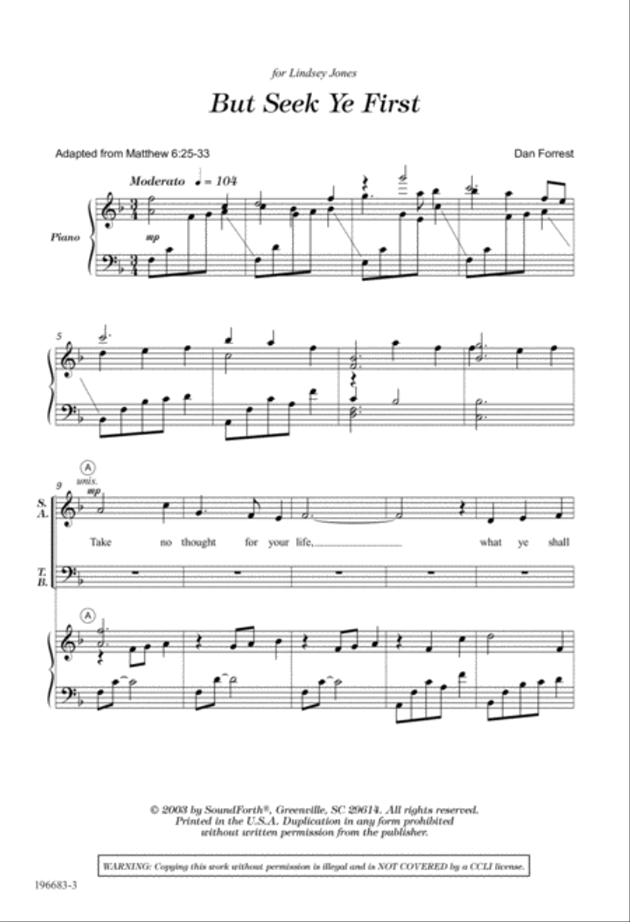 But Seek Ye First (Digital Download) 4-Part scores gallery preview page 3