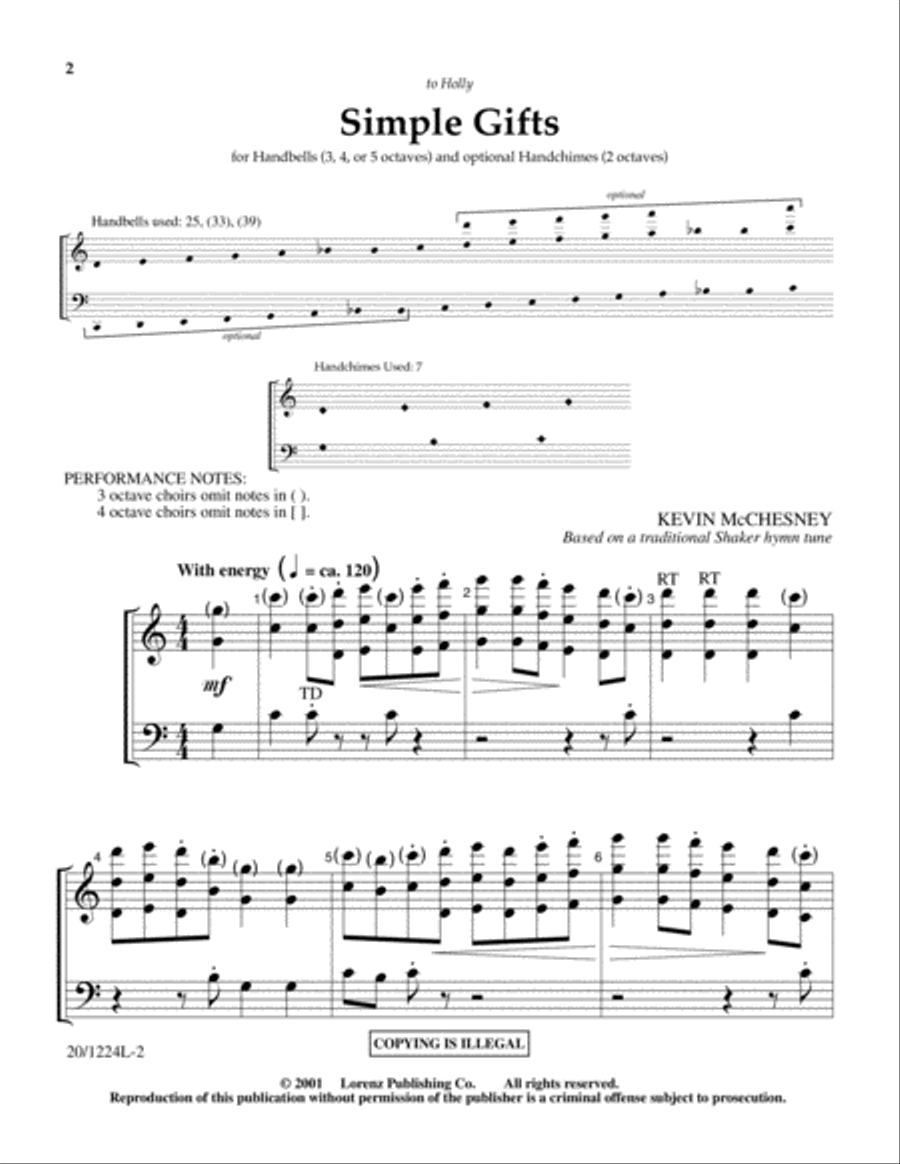 Simple Gifts (Digital Download) 5-Octaves scores gallery preview page 2