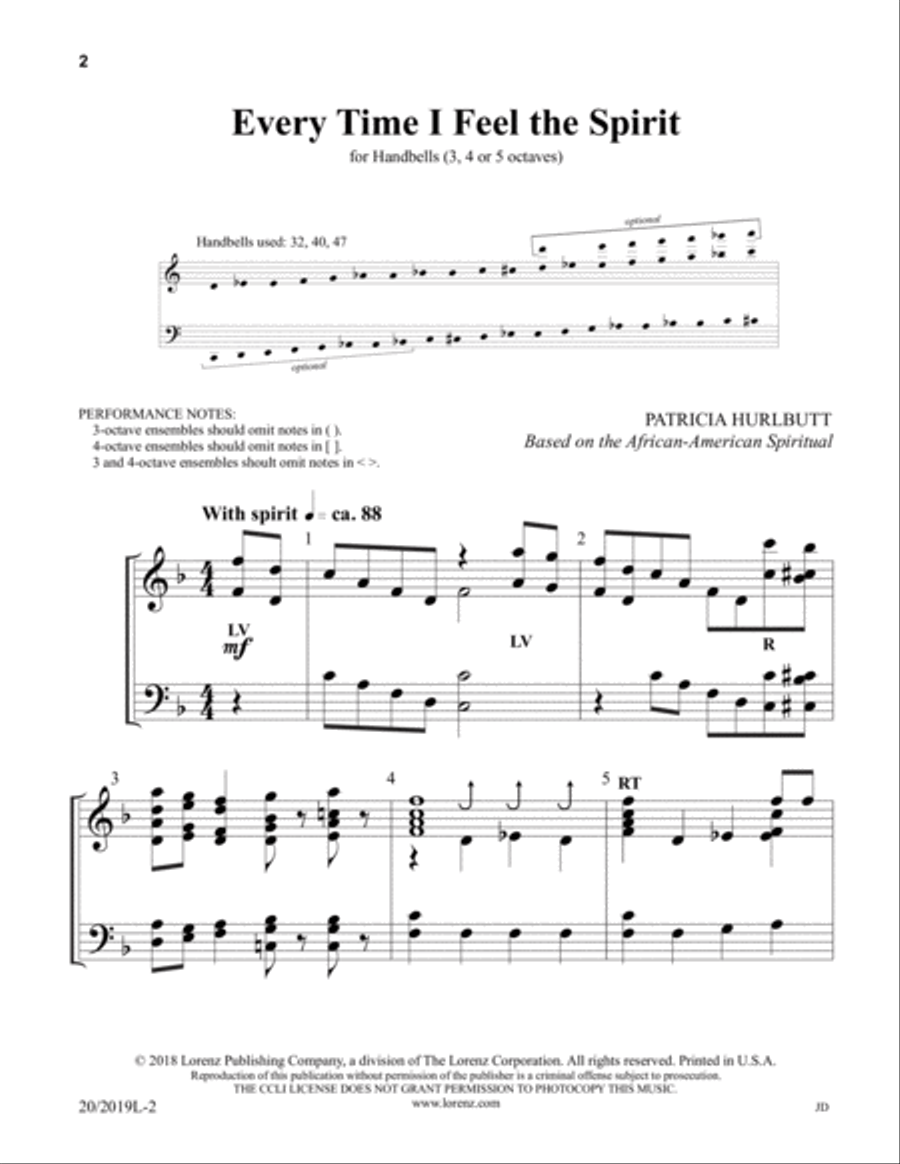 Every Time I Feel the Spirit (Digital Download) 5-Octaves scores gallery preview page 2