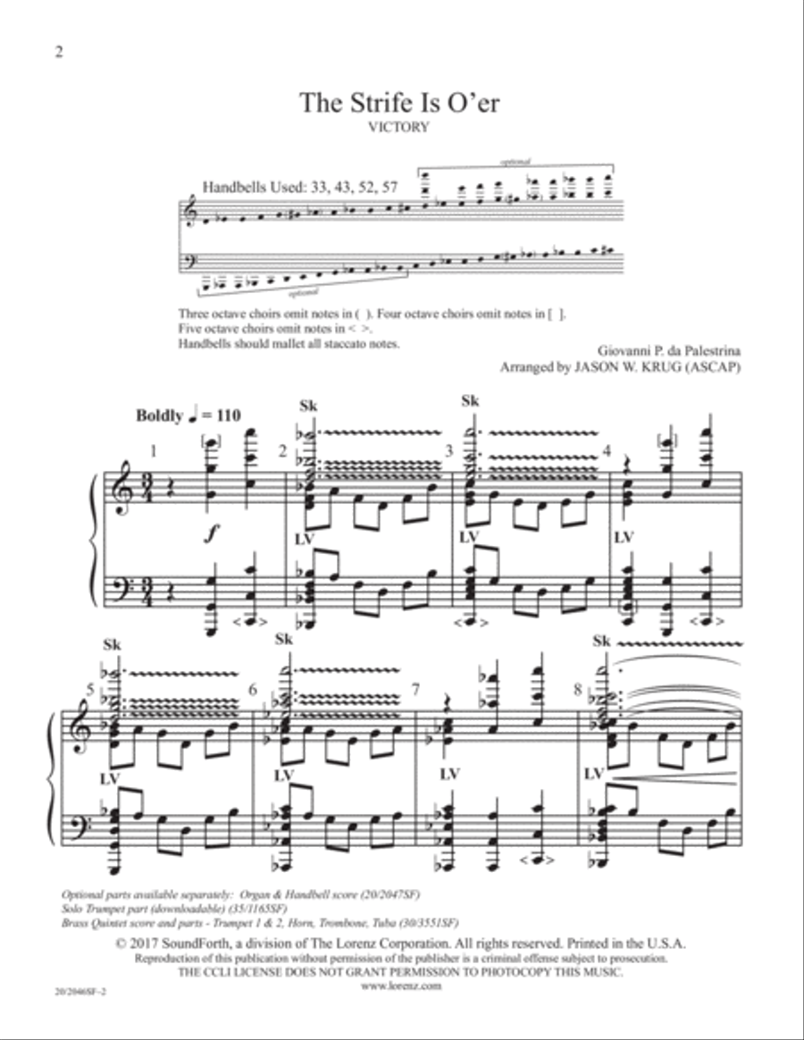 The Strife Is O'er - Handbell Part (Digital Download) 5-Octaves scores gallery preview page 2
