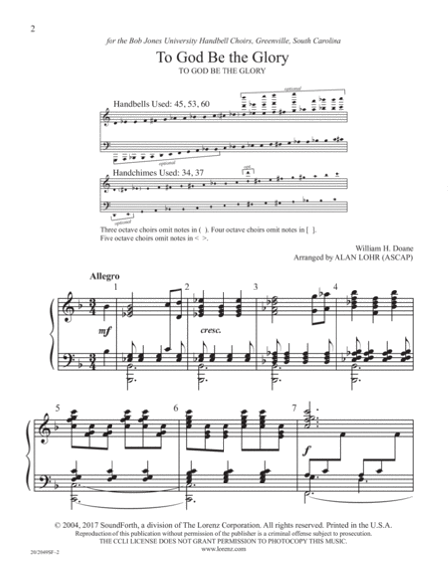 To God Be the Glory (Digital Download) 5-Octaves scores gallery preview page 2