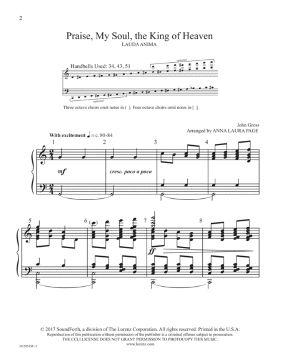 Praise, My Soul, the King of Heaven (Digital Download) 5-Octaves scores gallery preview page 2