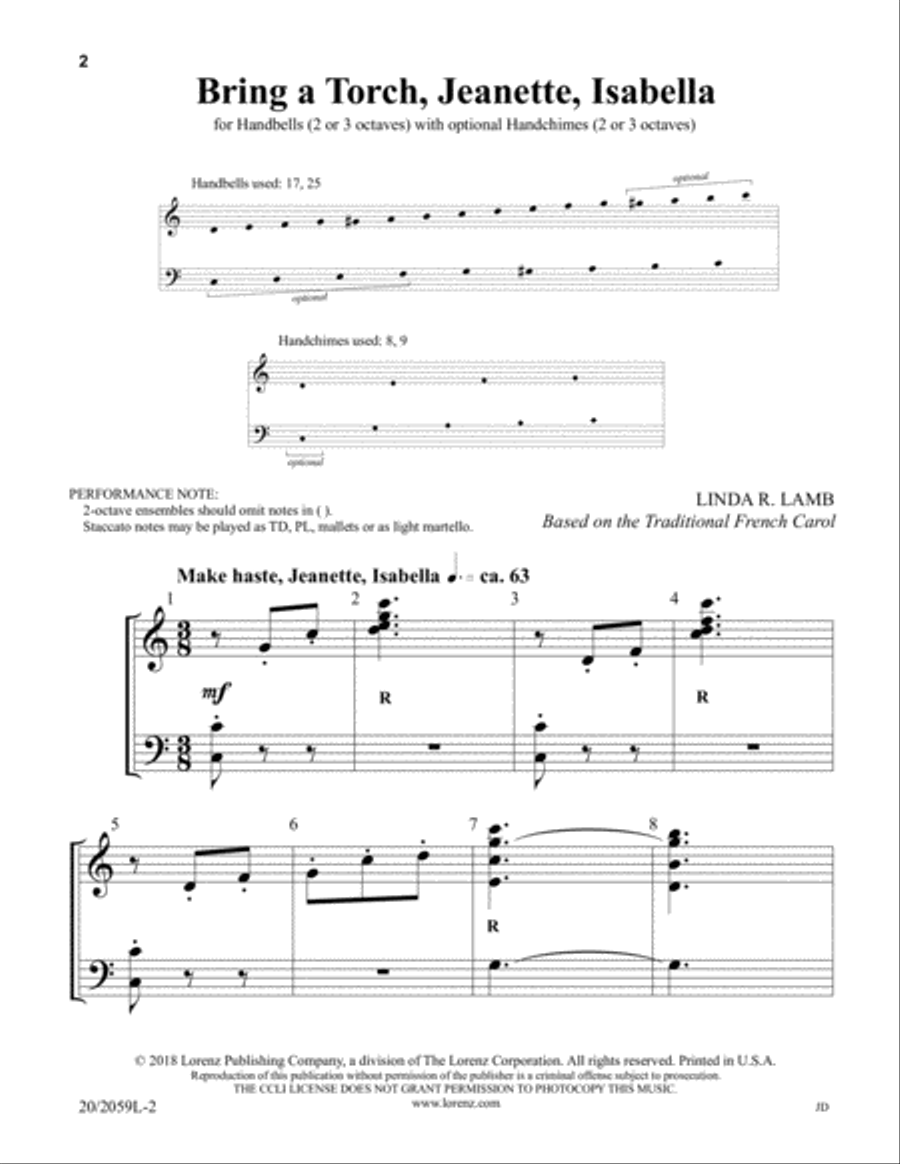 Bring a Torch, Jeanette, Isabella (Digital Download) 3-Octaves scores gallery preview page 2