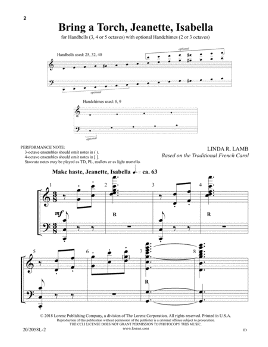 Bring a Torch, Jeanette, Isabella (Digital Download) 5-Octaves scores gallery preview page 2