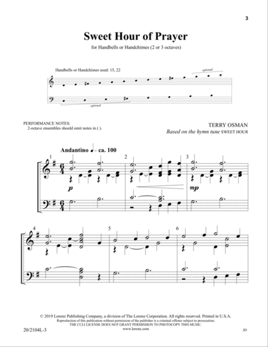 Sweet Hour of Prayer (Digital Download) 3-Octaves scores gallery preview page 3