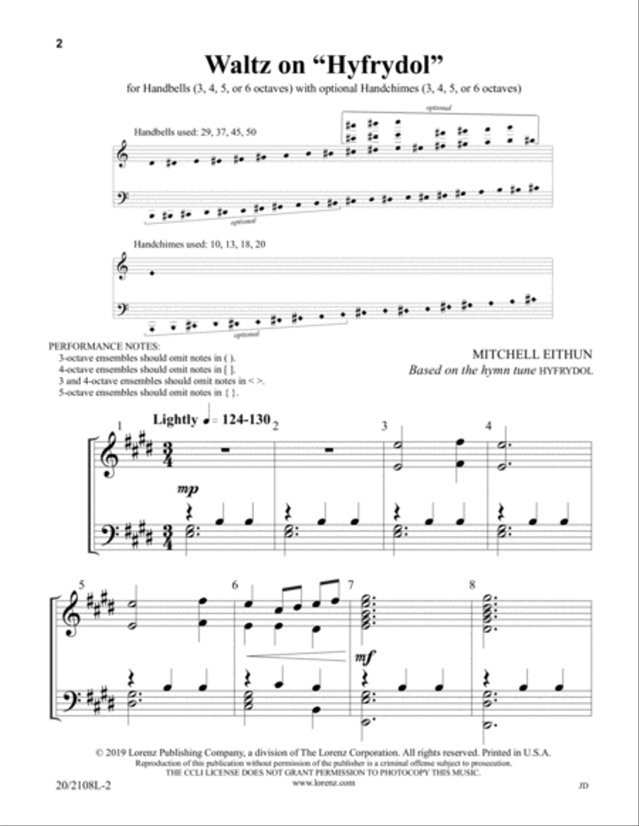 Waltz on Hyfrydol (Digital Download) 5-Octaves scores gallery preview page 2