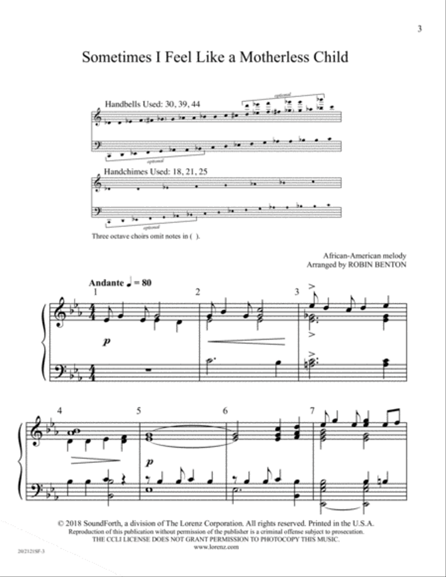 Sometimes I Feel Like a Motherless Child (Digital Download) 5-Octaves scores gallery preview page 3