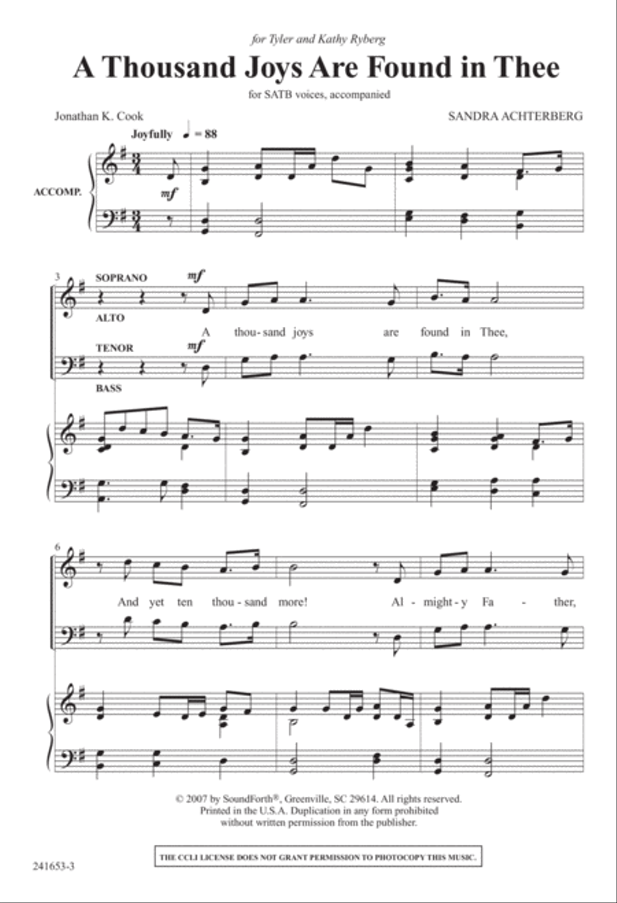 A Thousand Joys Are Found in Thee (Digital Download) 4-Part scores gallery preview page 3