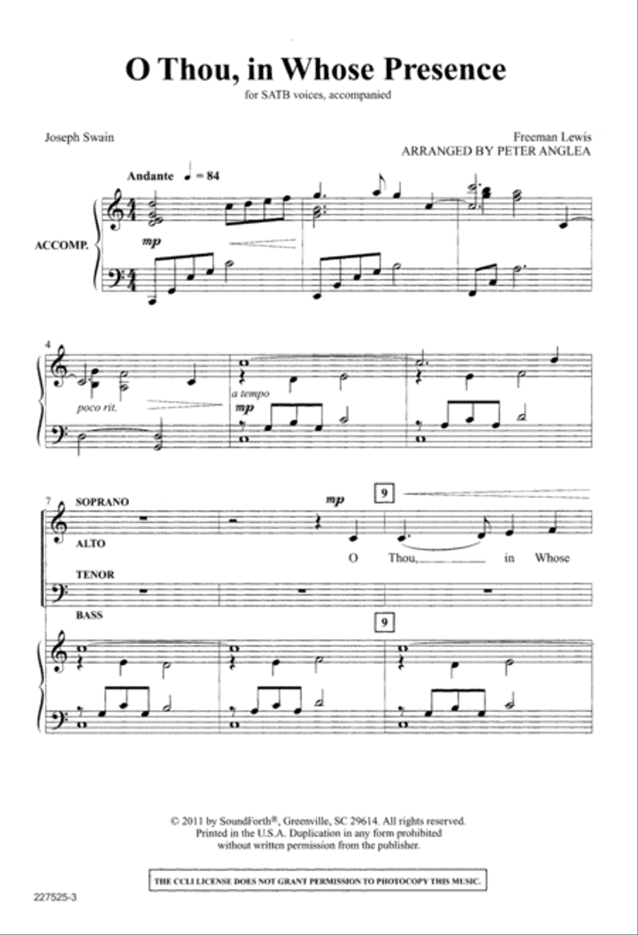 O Thou in Whose Presence (Digital Download) 4-Part scores gallery preview page 3