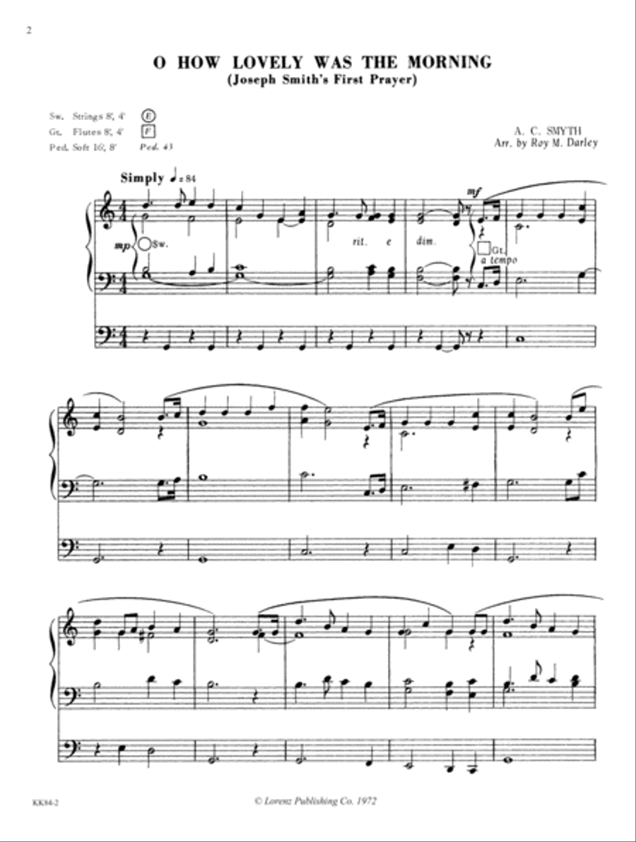 Easy Organ Transcriptions of Four Favorite Mormon Hymns, No. 3 (Digital Download Organ scores gallery preview page 2