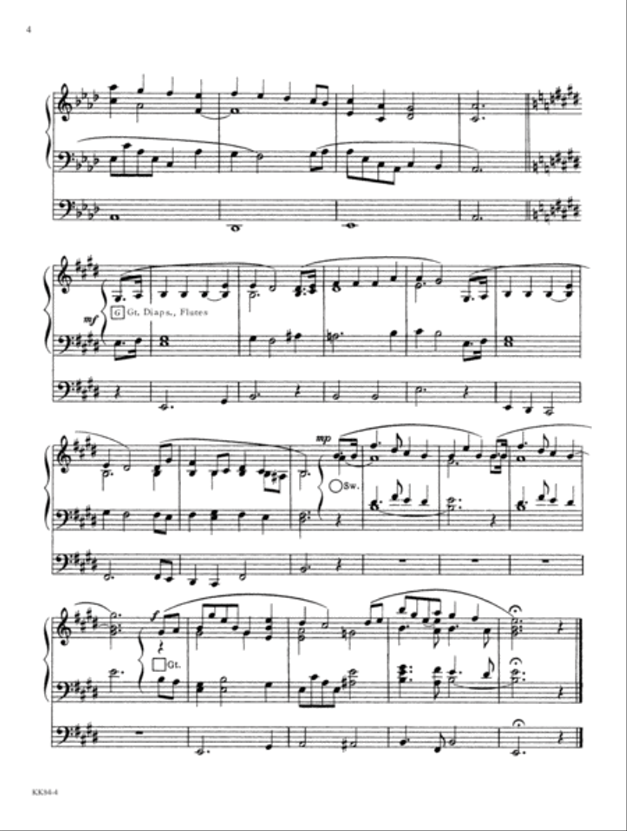 Easy Organ Transcriptions of Four Favorite Mormon Hymns, No. 3 (Digital Download Organ scores gallery preview page 4